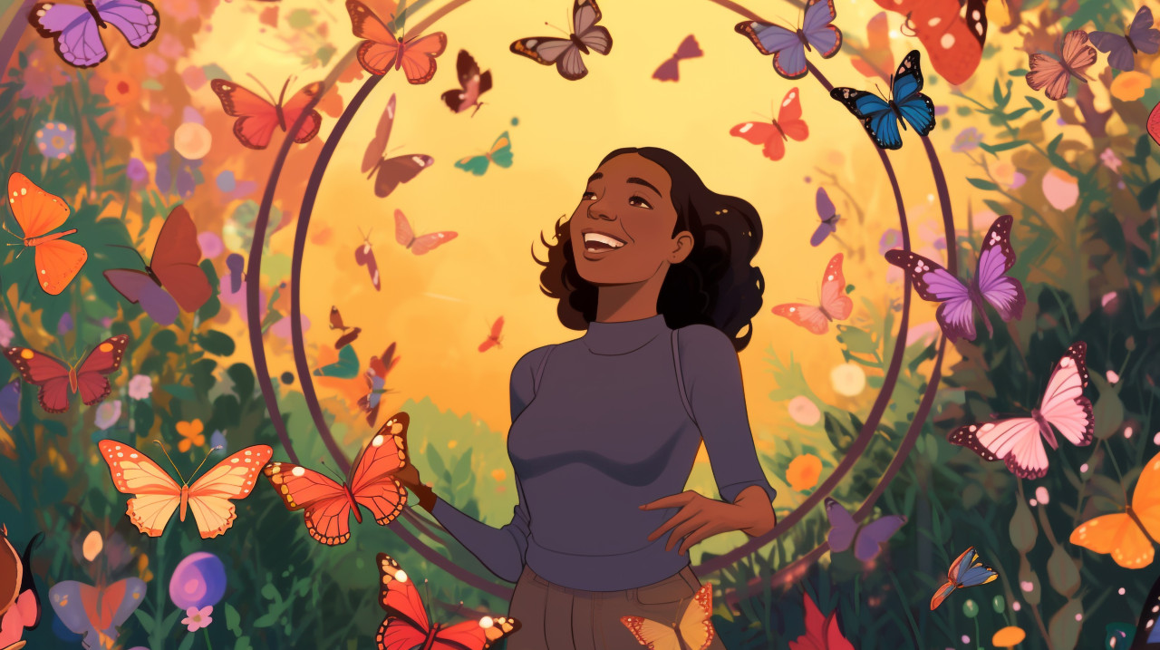 Woman in a flowery meadow