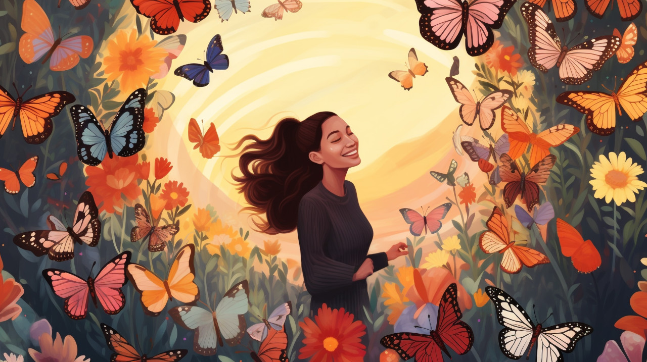 Hopeful woman in meadow