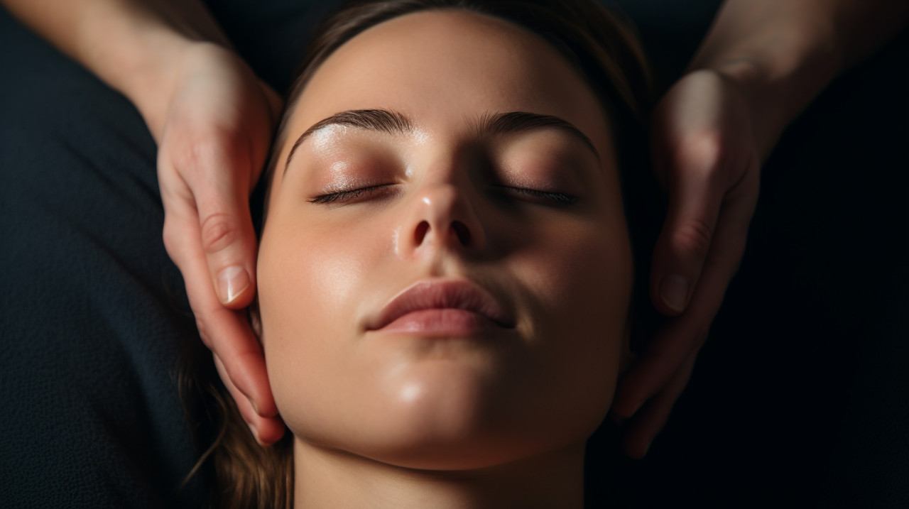 Eyes closed in bliss during face massage