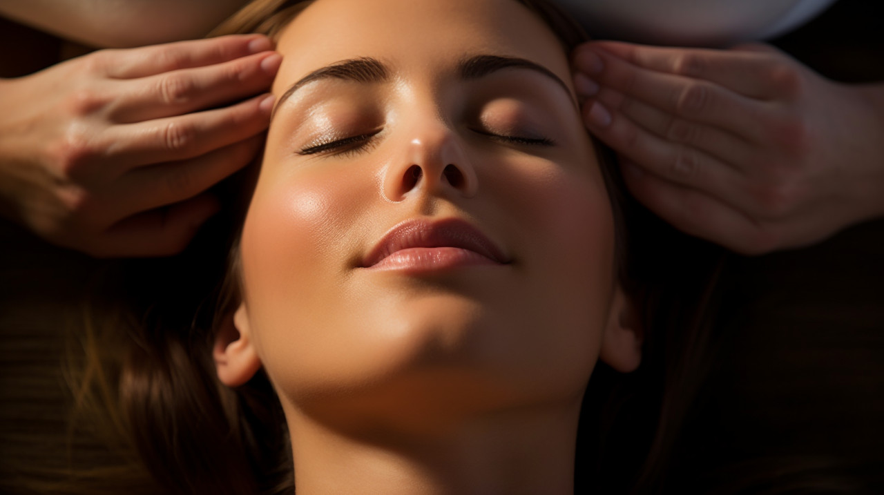 Woman experiencing facial relaxation