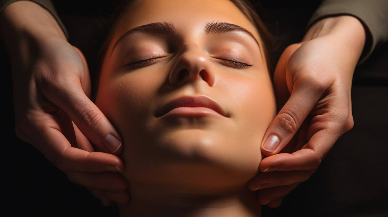 Face massage therapy in progress