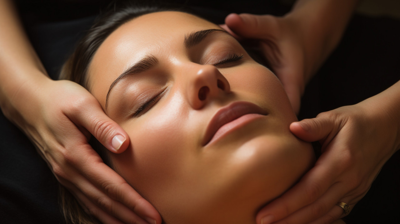 Womans face relaxed during massage