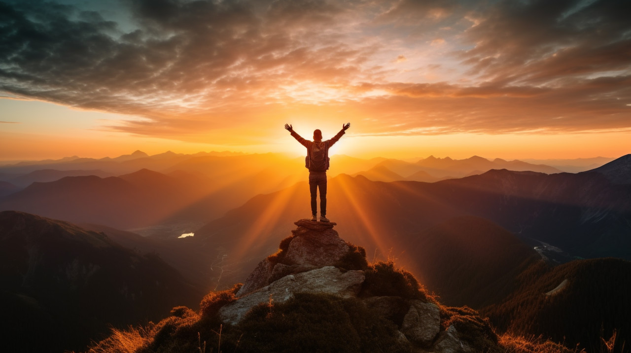 Peak experience person enjoying the view