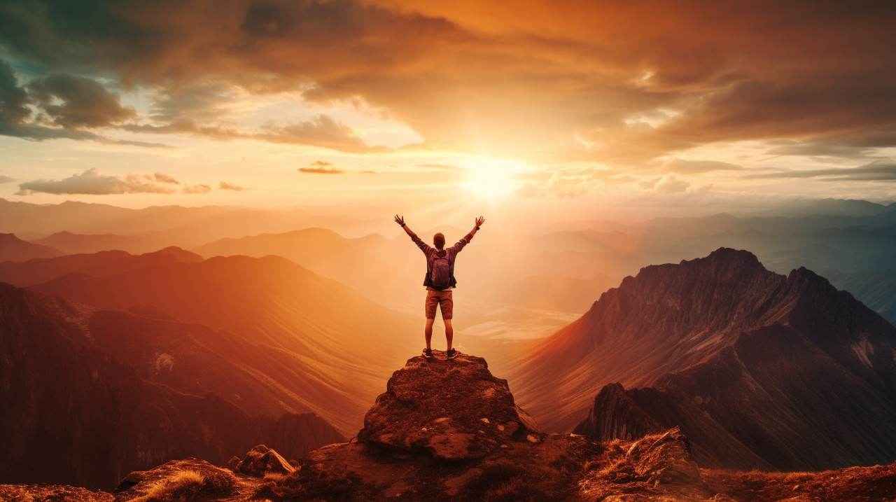 Breathtaking mountain view from peak