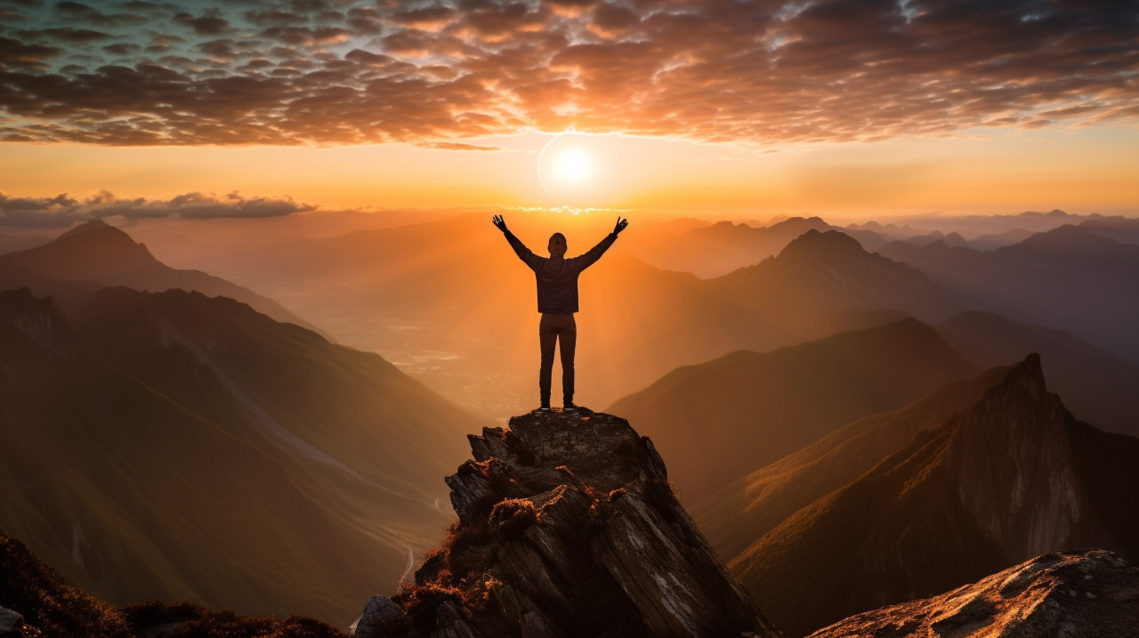 Mountaintop vista with person