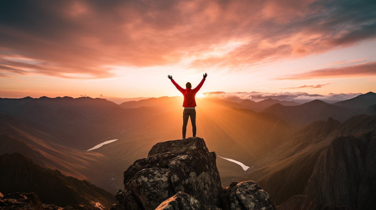 Hiker takes in the expansive view from summit