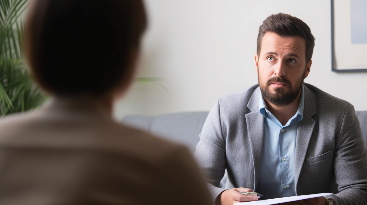 Person in therapists office