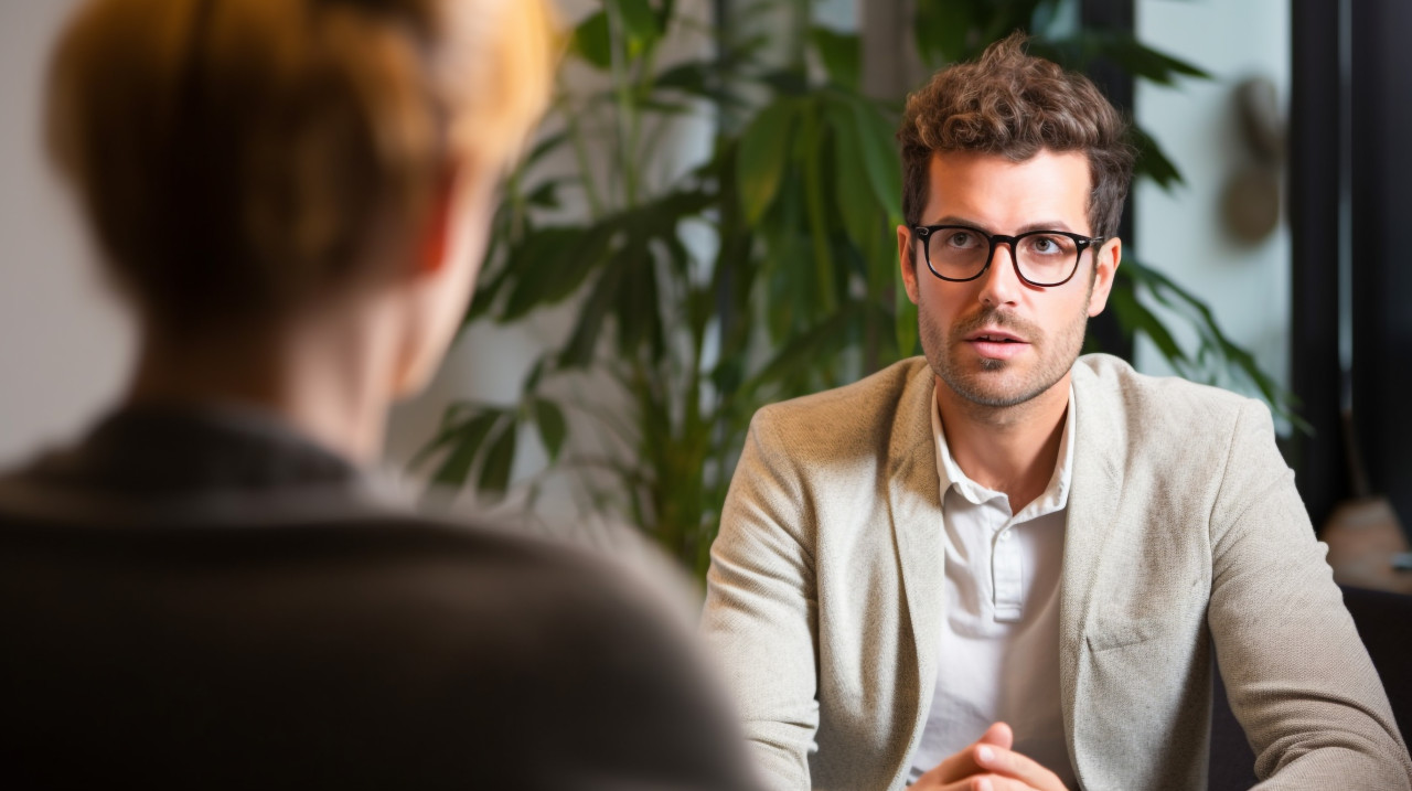 Person seeking help from therapist