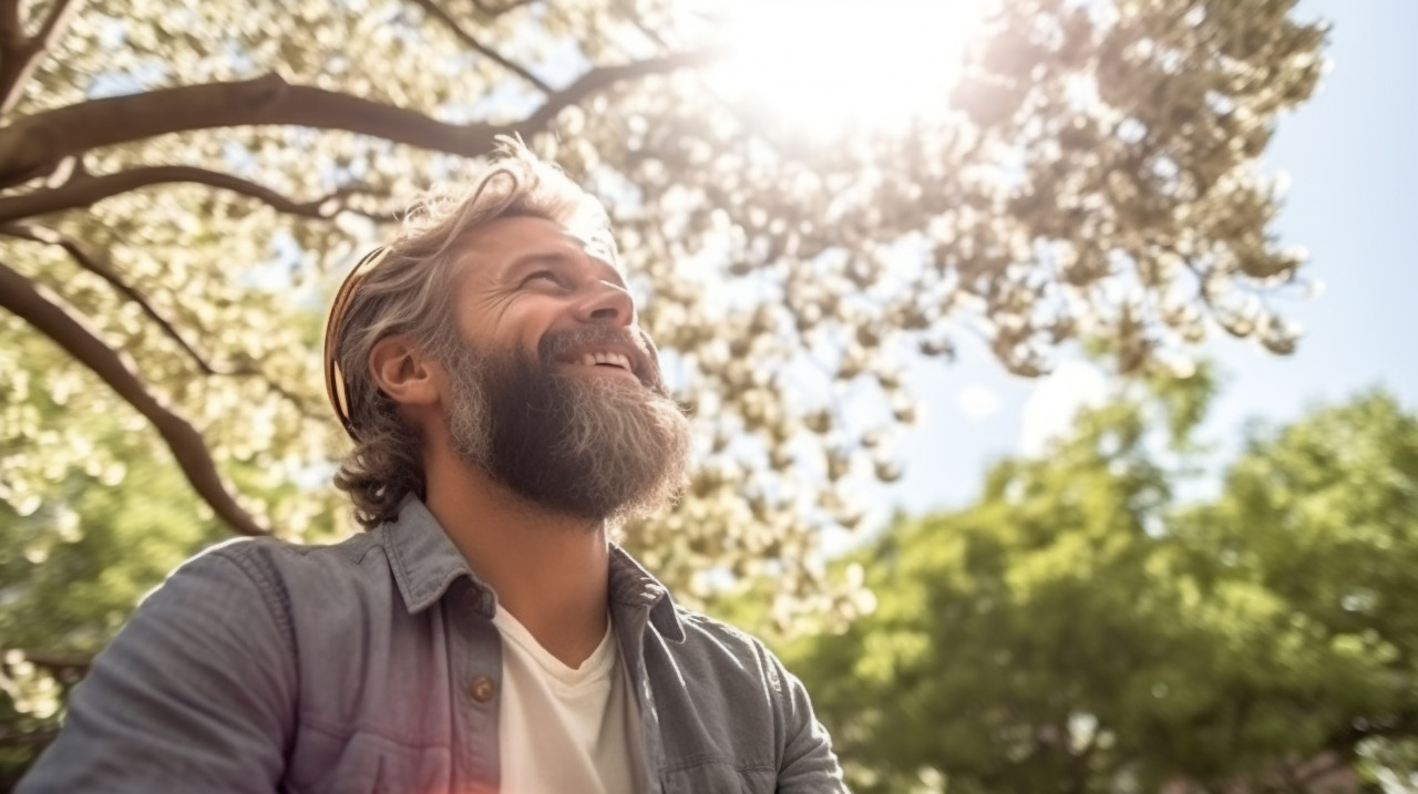 Man reading book in park