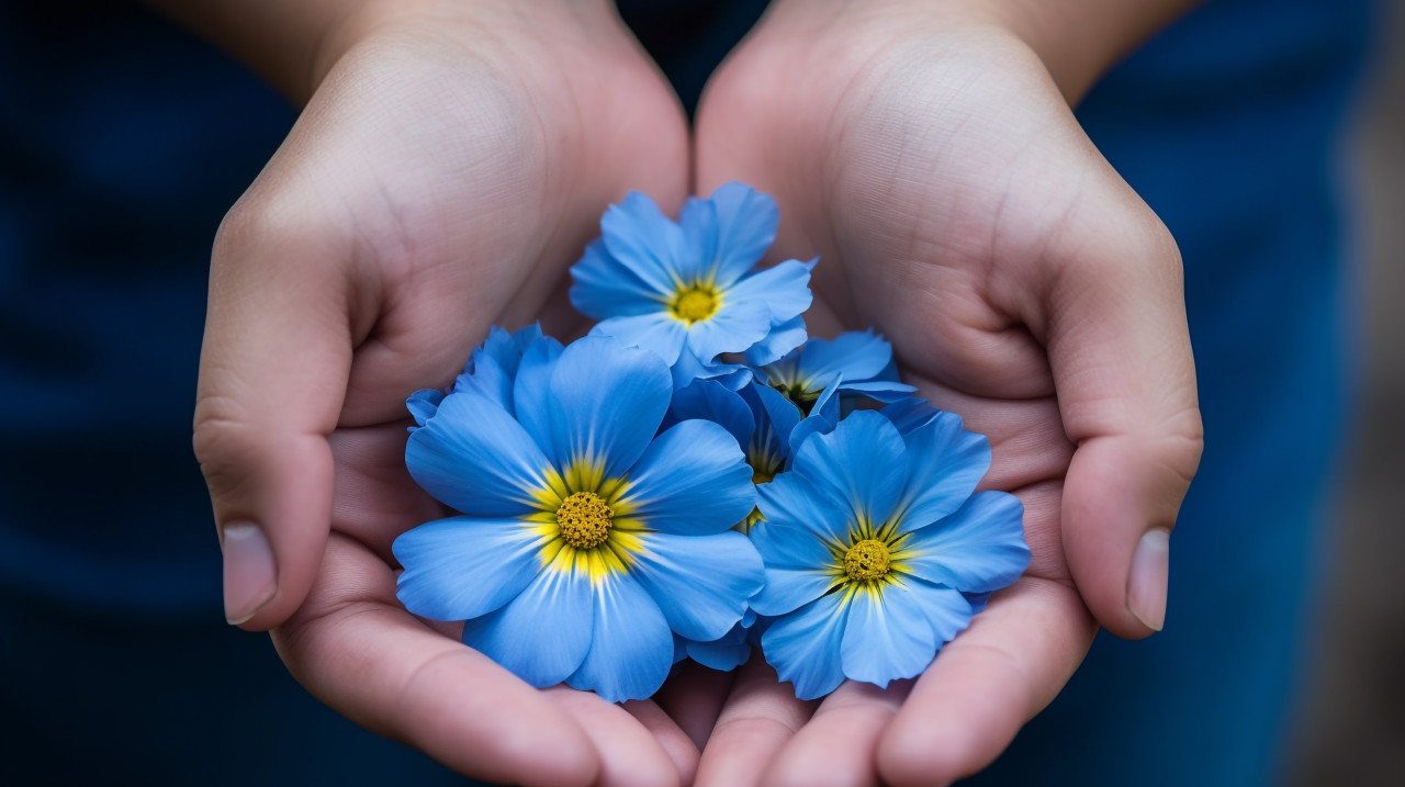 Womans hand holding a daisy