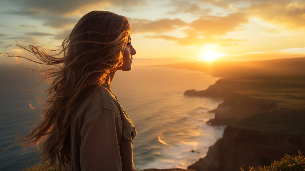 Young woman ponders the ocean