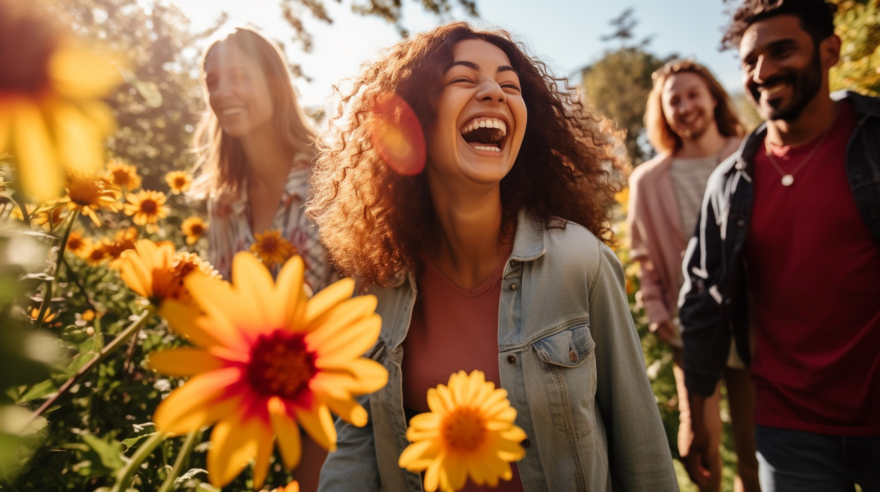 People walking in park