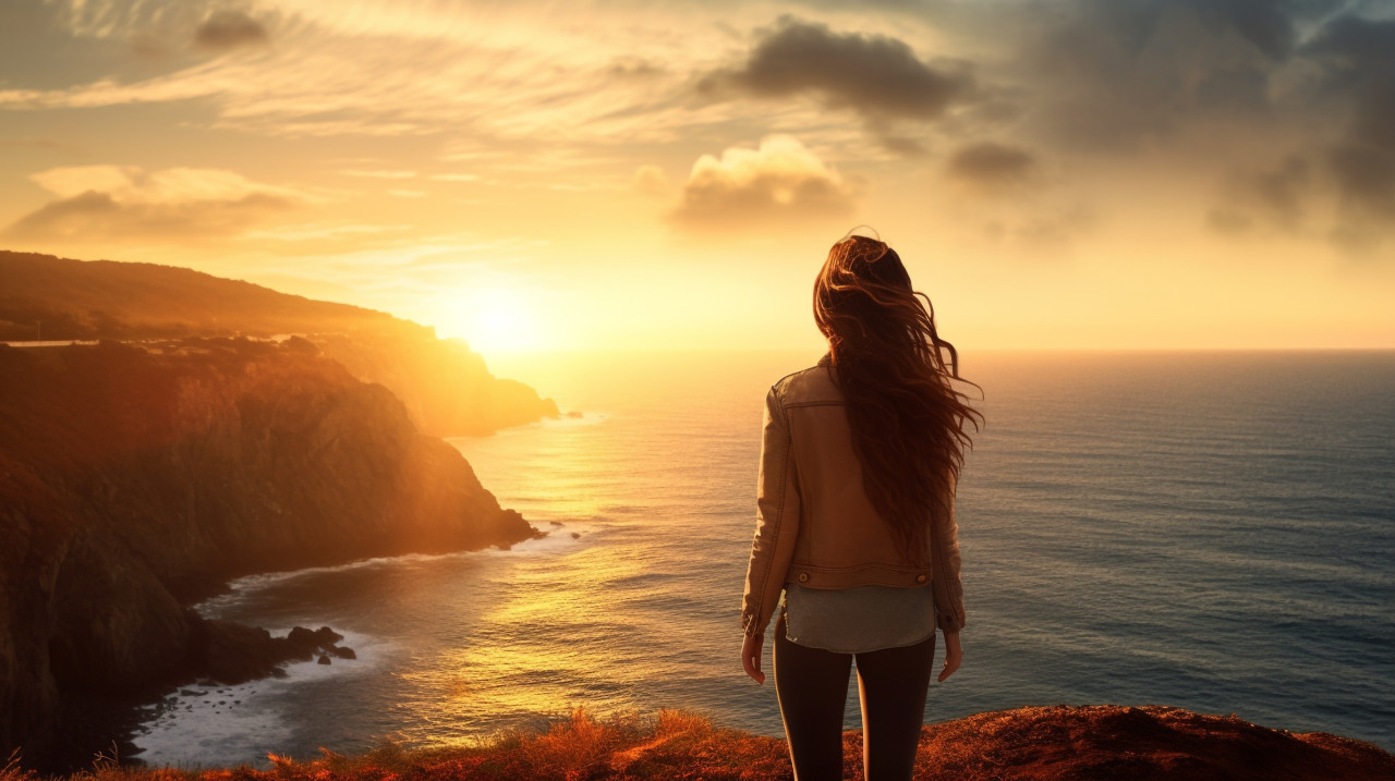 Woman stands tall against the horizon
