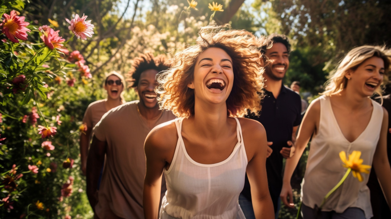 Seniors walking in park