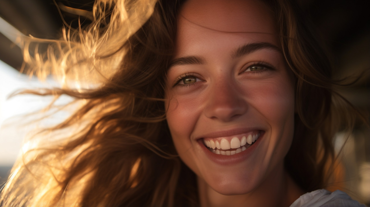 Close up of womans smiling face
