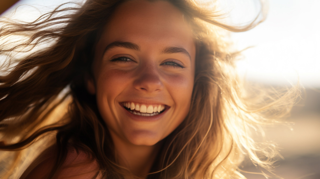 Close up of womans smiling eyes