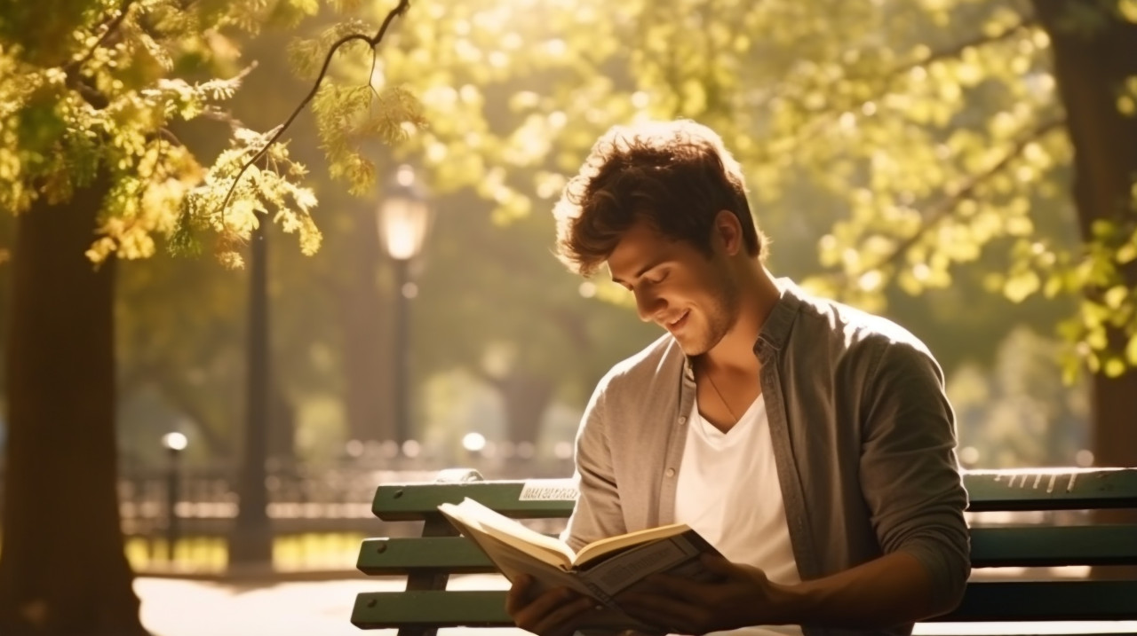 Tourist taking in the scenery on a park bench