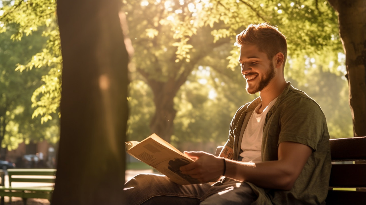 Person people watching on a park bench