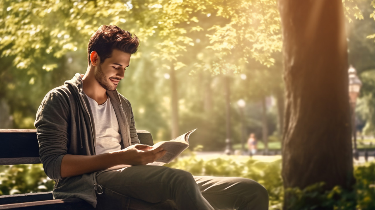 Guy taking a break on a park bench