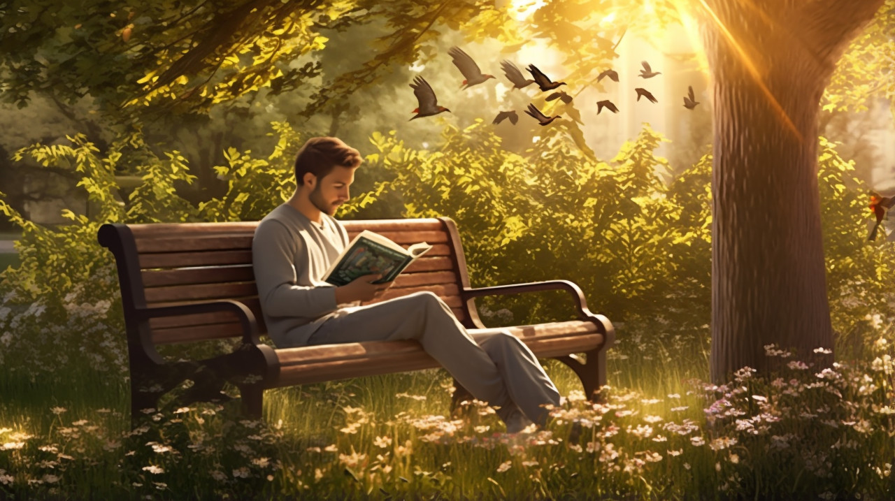 Man enjoying the sun on a park bench