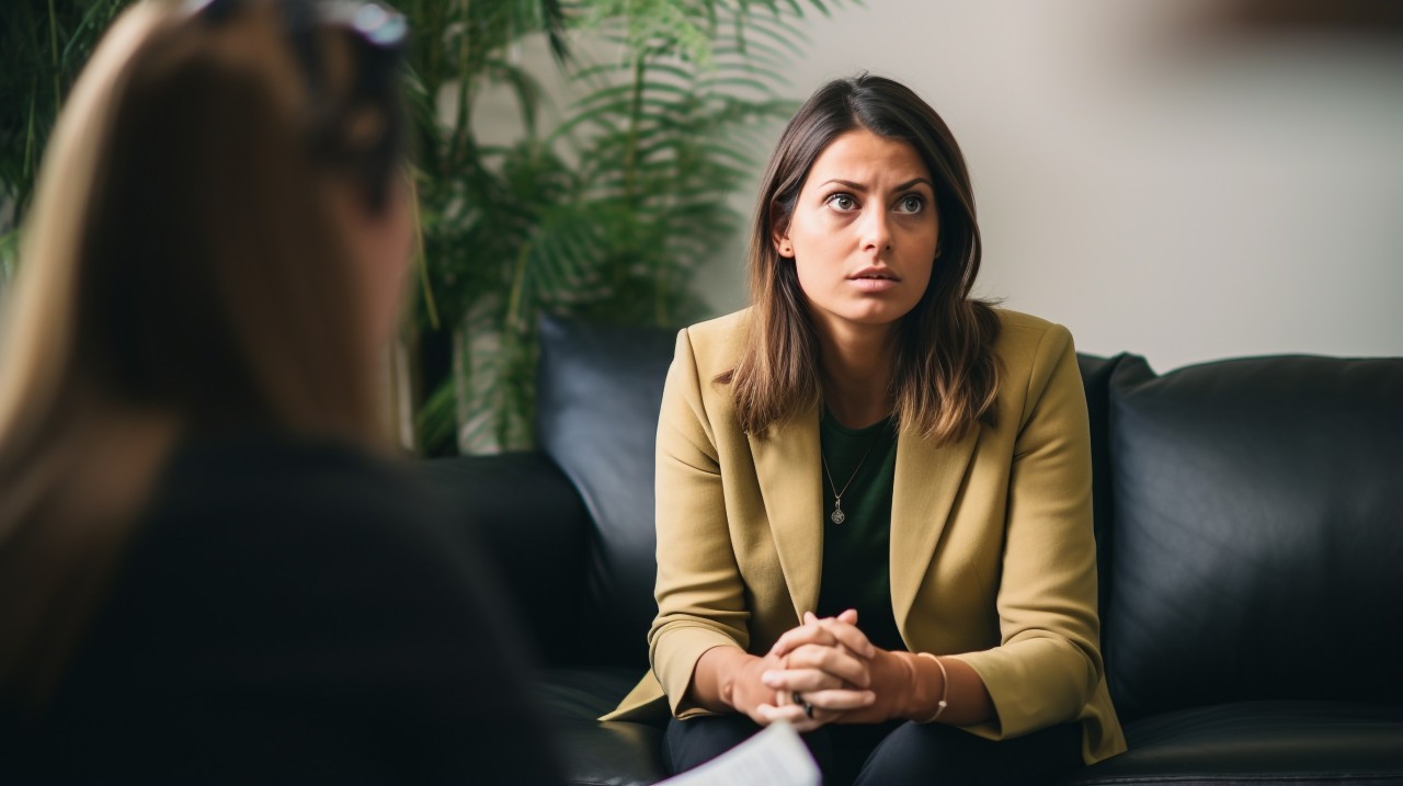 Woman shares her feelings with therapist