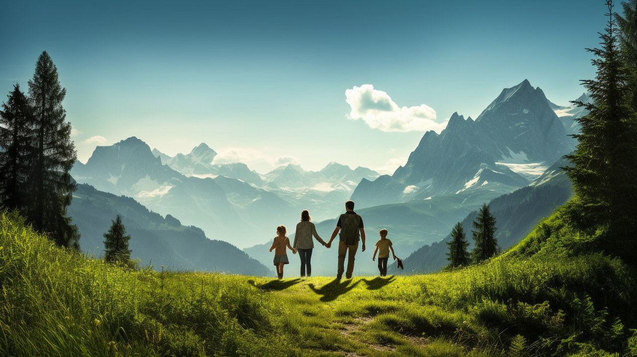 Hiking in the mountains is a great way to spend time with family