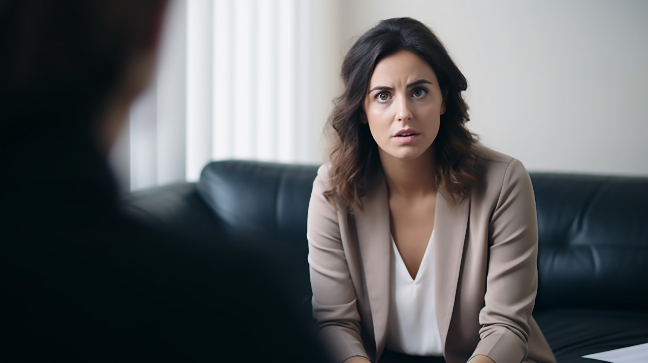 Woman seeks help from therapist