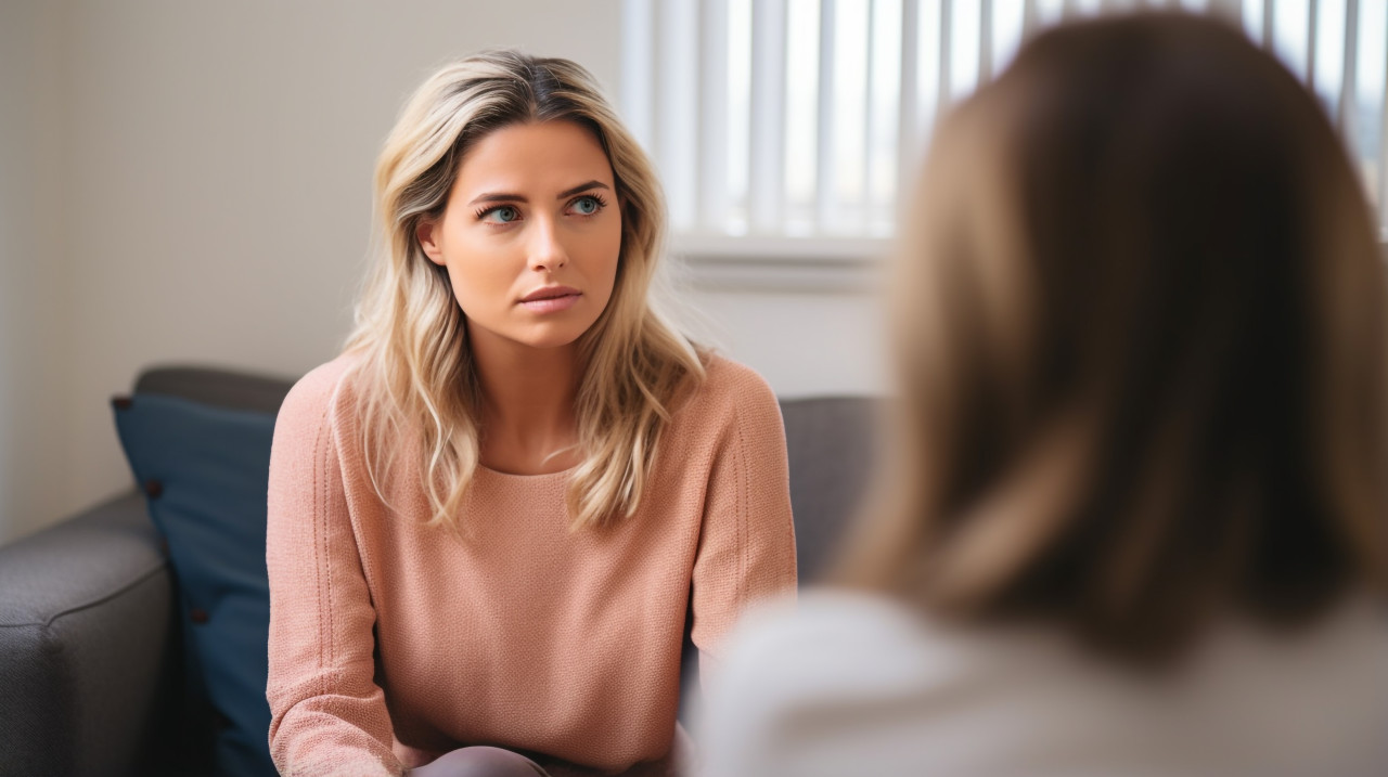 Woman finds comfort in therapists office