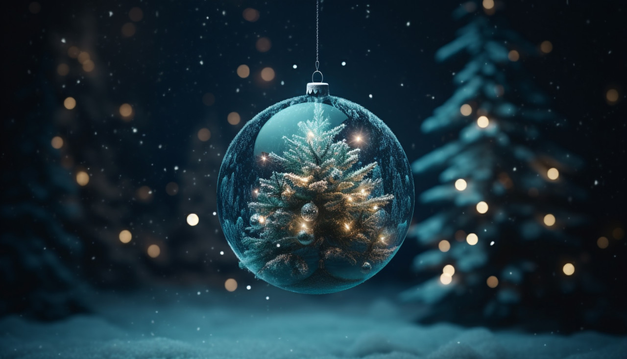 Merry christmas tree in winter