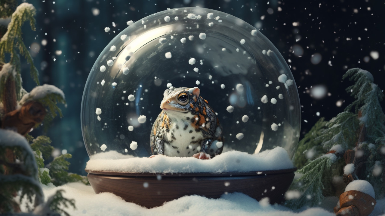 Snow globe with a frog inside