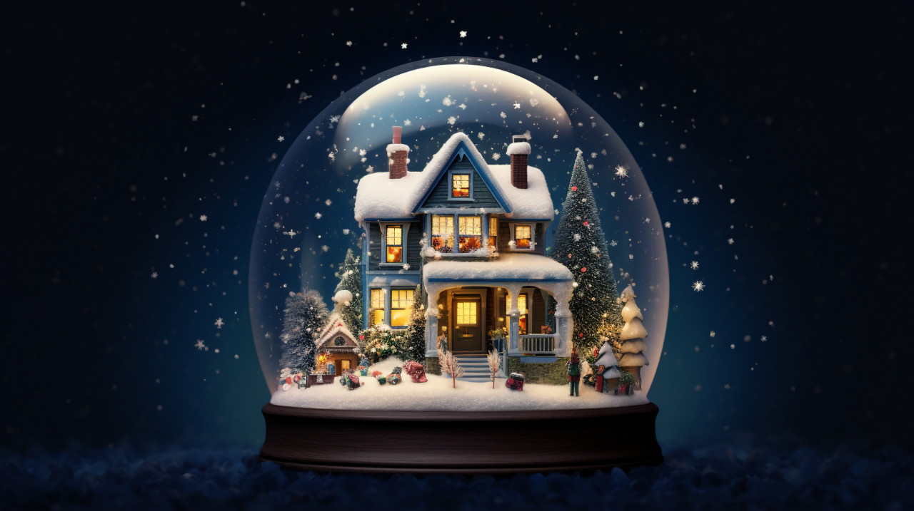 Winter wonderland in a snow globe