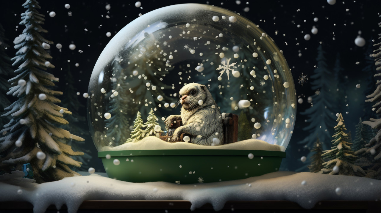 Frog in a wintery dream