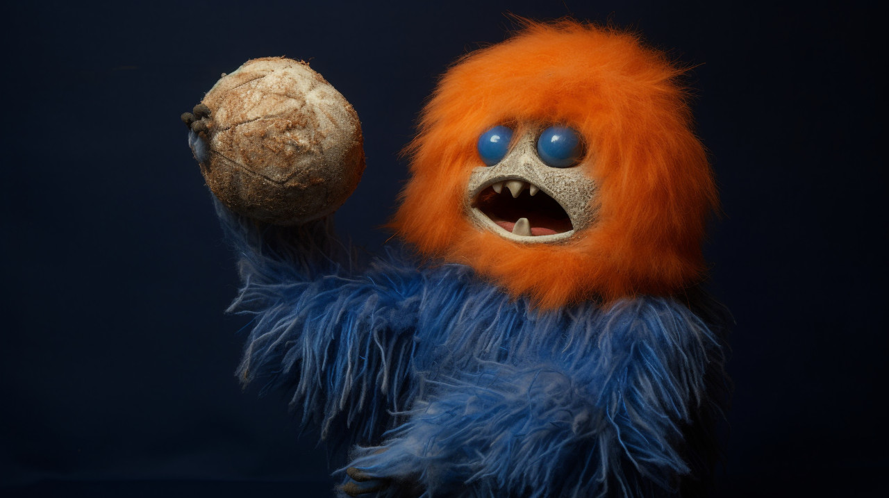 Blue and orange toy with head