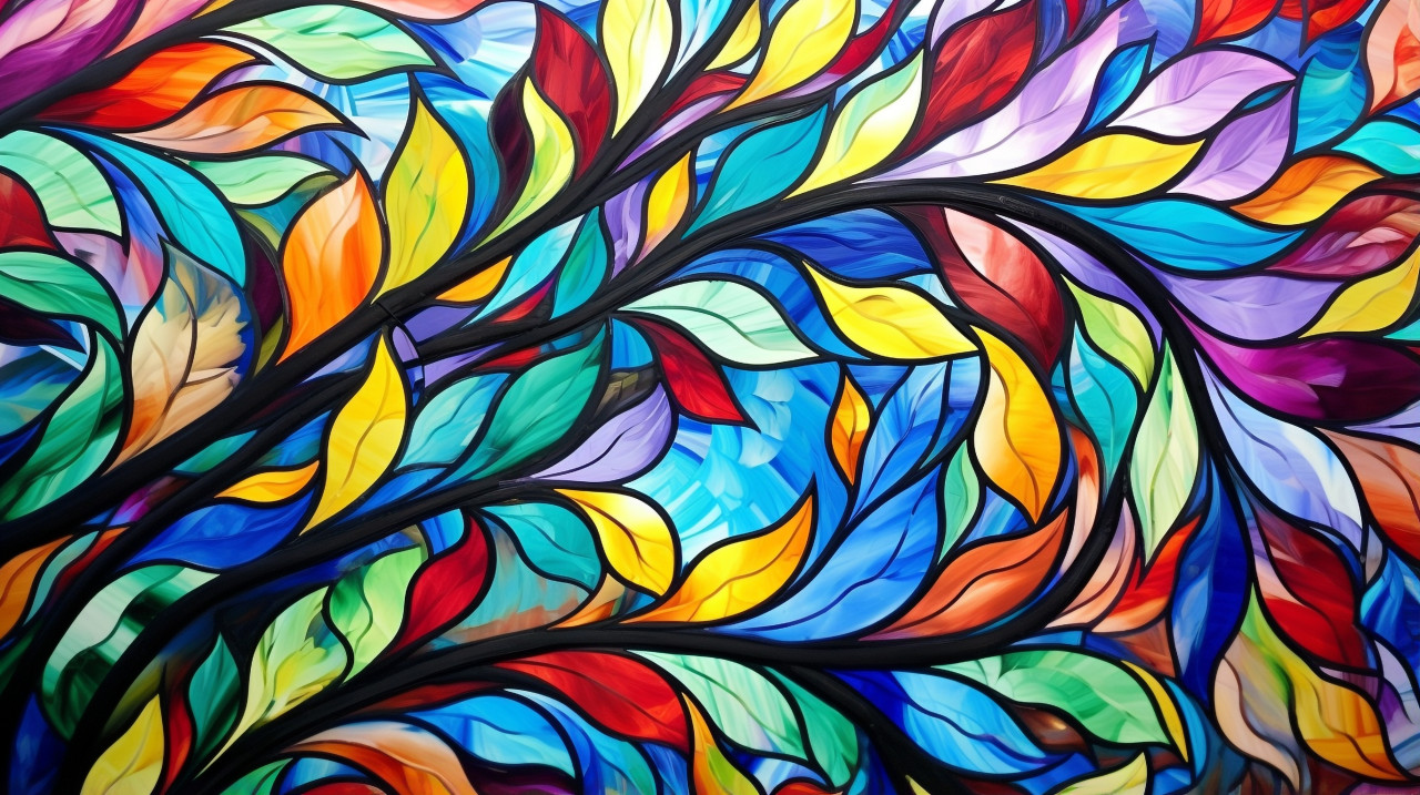 Colorful abstract swirl with flowers