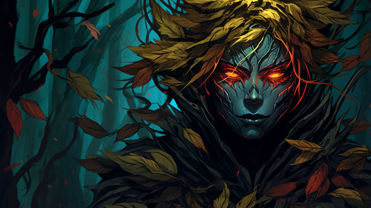 Woman with leaves painting