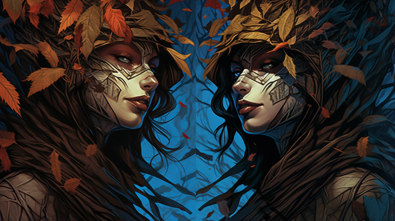 Portrait of a woman with plants