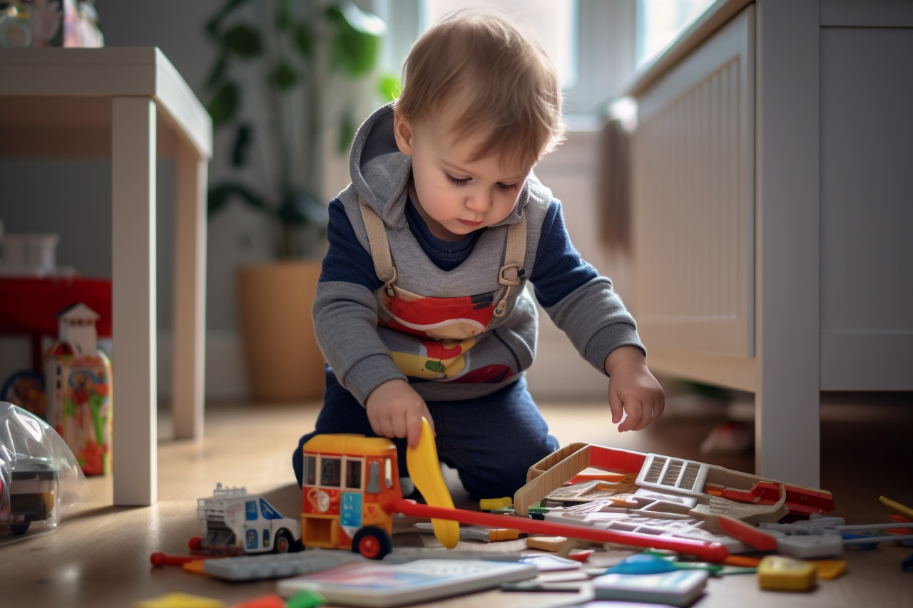 Picture of a child helping clean and learning to do things on their own, indoor activities for kids