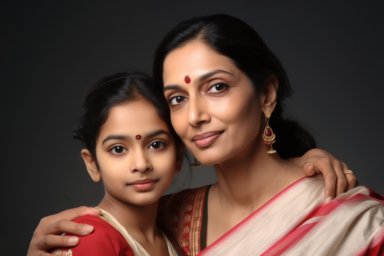A picture of a young indian mom and her daughter, lifestyle children indoors activitie
