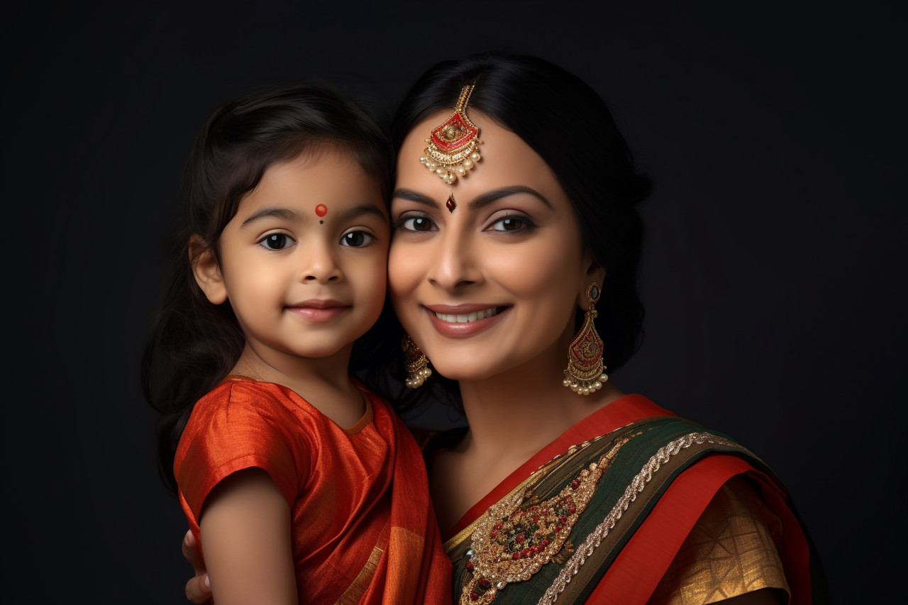 A picture of a young indian mom and her daughter, lifestyle children indoors activitie