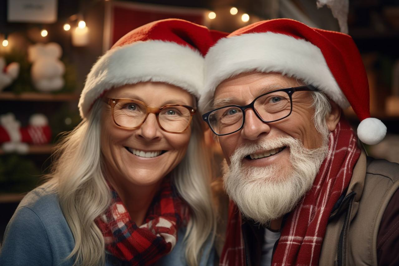 A picture of a man and woman who are prepared for christmas, christmas festival people image