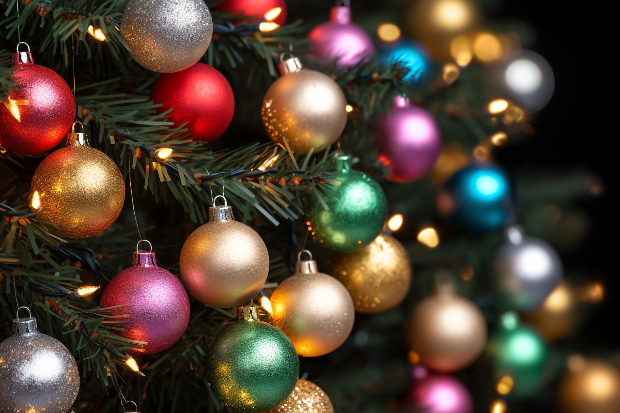 A picture of a christmas tree in the background, christmas festival celebration images