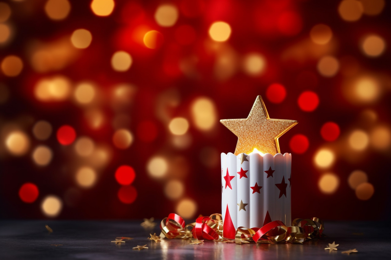 A picture of a christmas lamp with a shooting star in the background, christmas festival celebration images