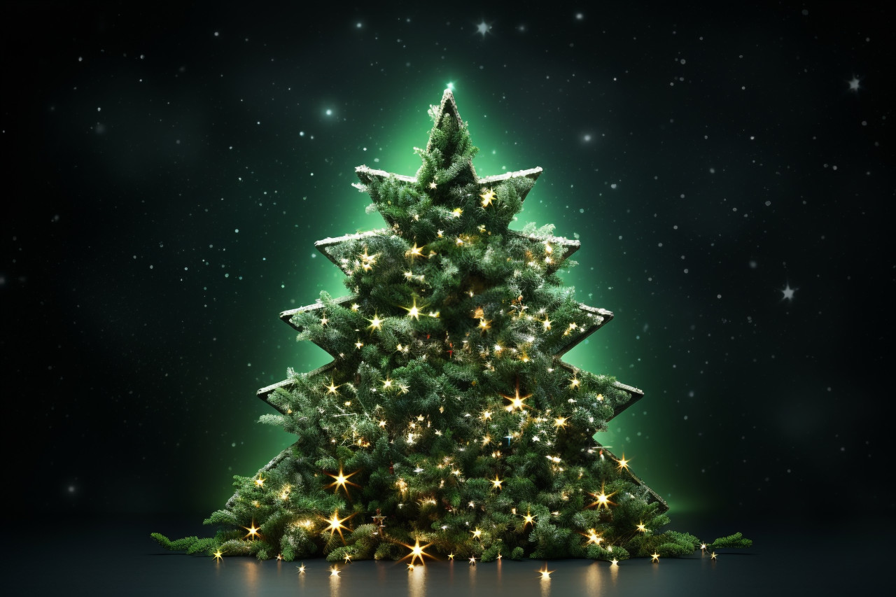 A photo of a christmas tree made out of empty space, christmas festival celebration images