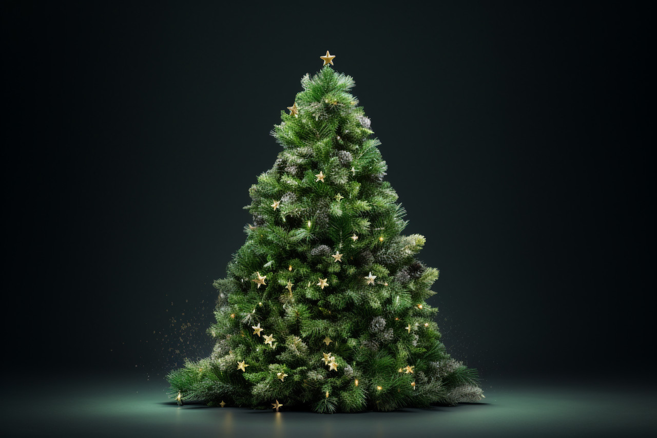 A photo of a christmas tree made out of empty space, christmas festival celebration images