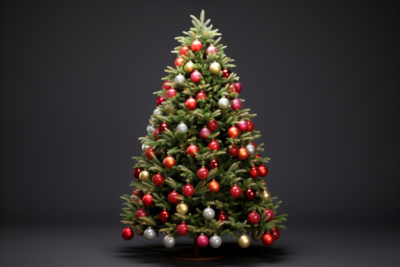 A picture of a pretty christmas tree with no other things around it, on a plain white background, christmas festival celebration images