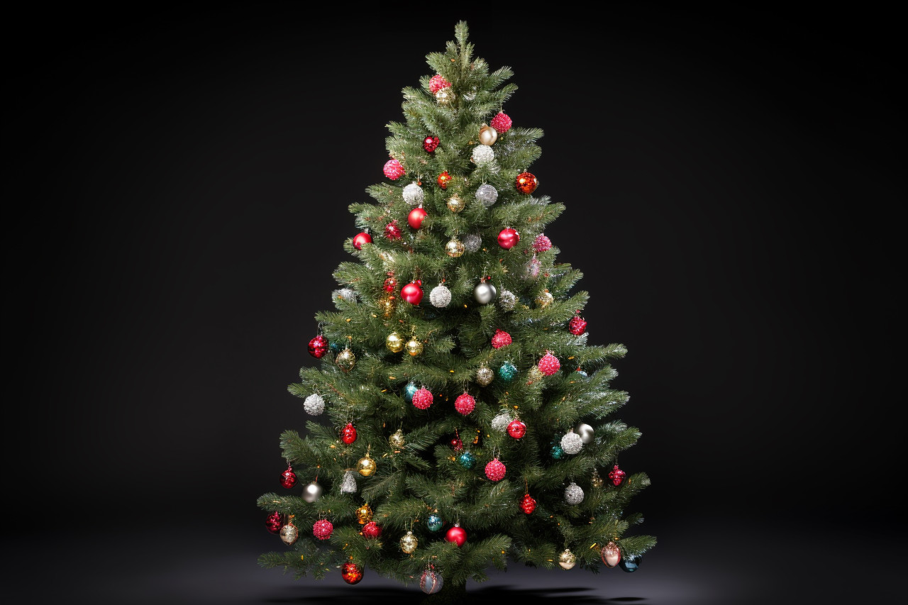 A picture of a pretty christmas tree with no other things around it, on a plain white background, christmas festival celebration images