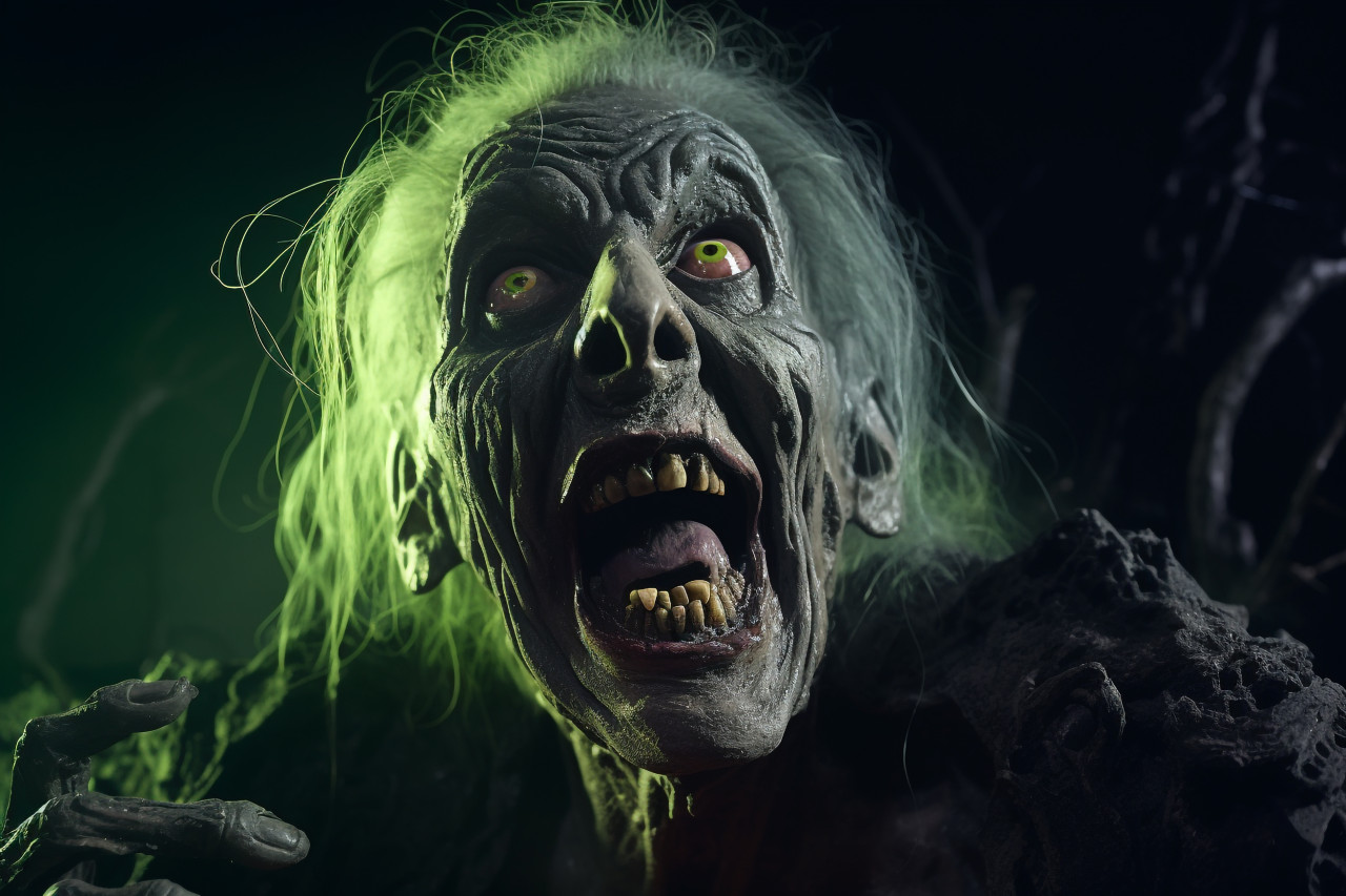 A picture of a spooky night on halloween with a full moon, halloween celebration image