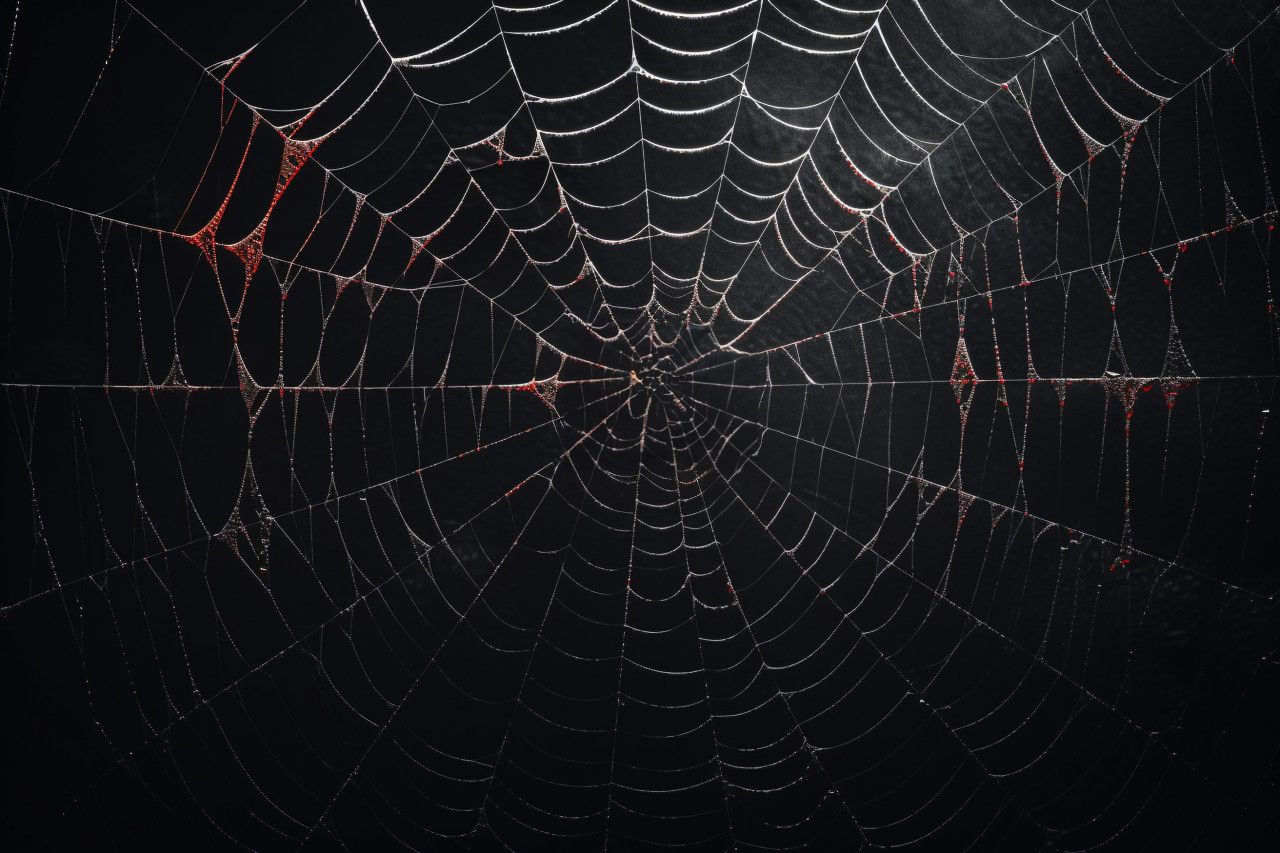 A real spiderweb on a black background, taken on halloween, halloween celebration image
