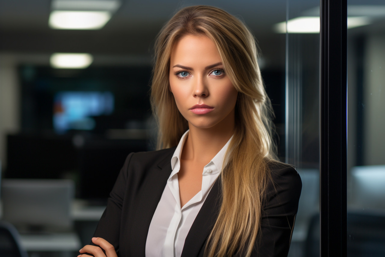 A picture of a businesswoman standing in an office