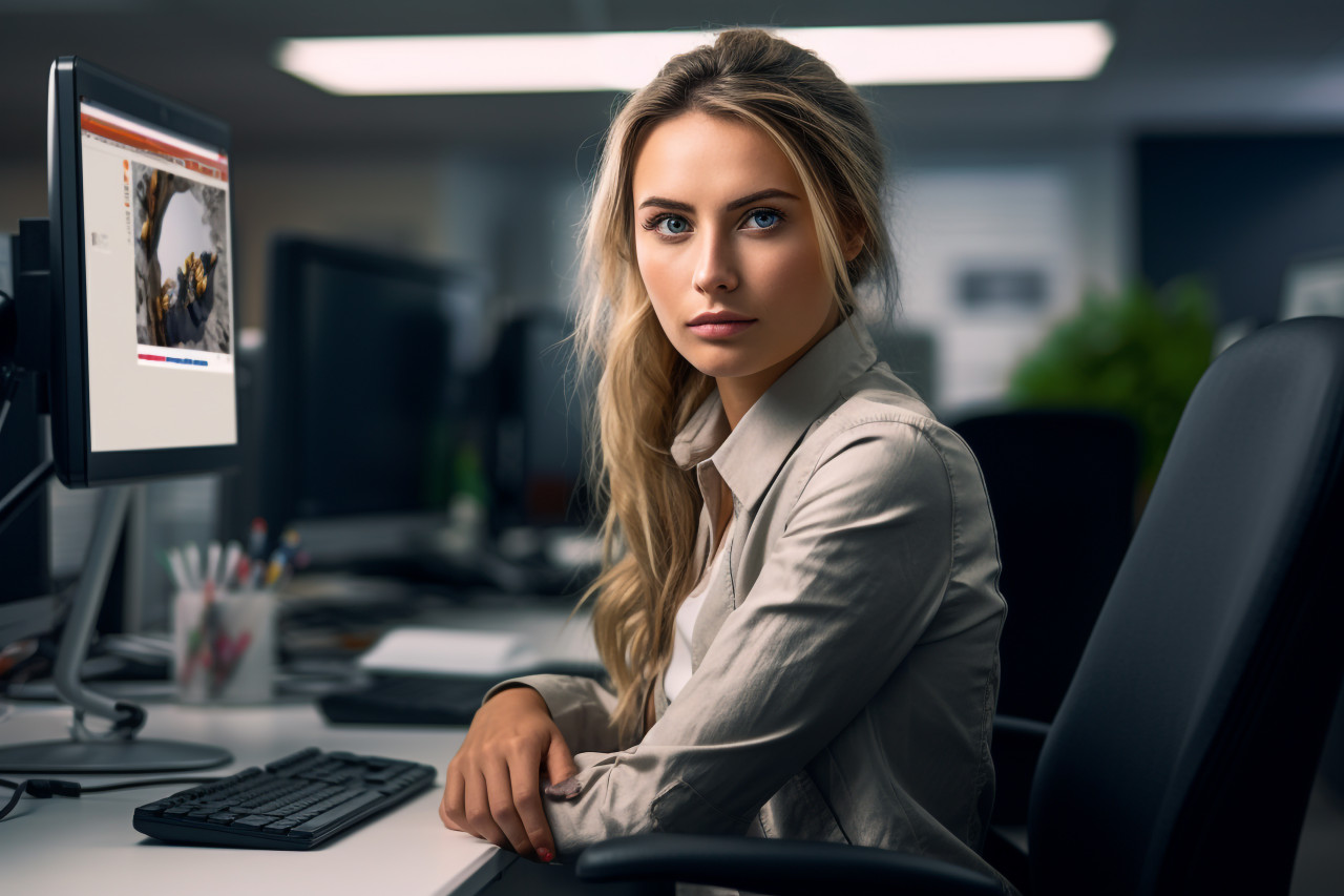 Picture of a young woman at work